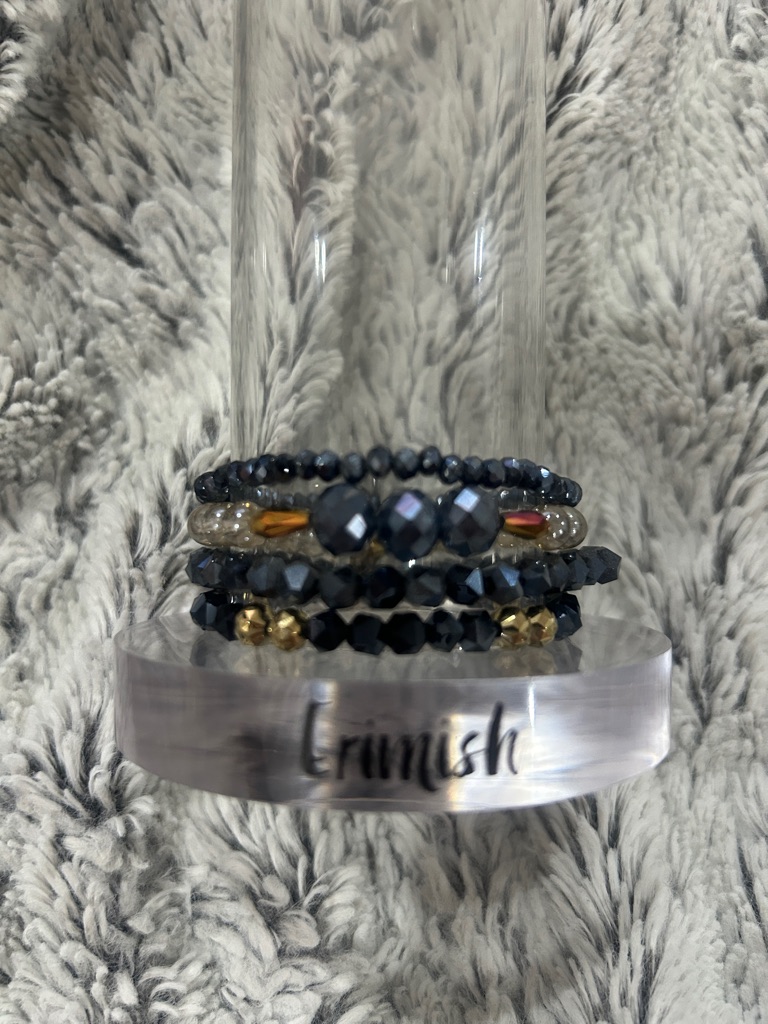 Erimish Blue And Gold Multistrand Beaded Bracelet Set